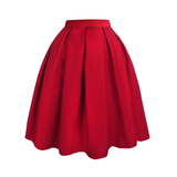 红色半身裙中长高腰复古半身裙蓬蓬裙小黑裙A裙大摆