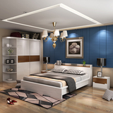 现代简约烤漆板式床1.5米1.8米双人大床烤漆床婚床 卧室家具
