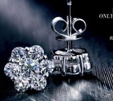 钻石工匠白18k金钻石耳钉女耳环群镶克拉效果送女友生日礼物 订制