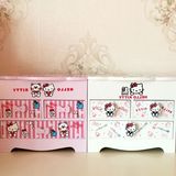 凯蒂猫可爱创意公主欧式韩国木质首饰化妆品桌面收纳盒饰品盒包邮