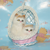 创意仿真动物宠物猫咪吊篮双猫毛绒玩具礼物纯手工制作模型摆件