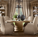 法式复古田园风格实木餐桌休闲椅现代简约怀旧实木客厅餐桌椅组合