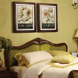 欧美式乡村装饰画 卧室床头花朵竖版挂画 现代有框二联沙发墙壁画