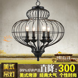 新中式吊灯铁艺鸟笼灯客厅餐厅简约现代大气圆形创意灯笼美式复古