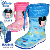 迪士尼儿童雨鞋 加绒保暖小孩水鞋男童女童小童胶鞋 宝宝雨靴防滑
