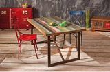 新品美式复古做旧铁艺实木彩绘彩色咖啡桌桌椅餐桌酒吧桌办公桌