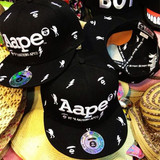 bape冬款潮牌AAPE棒球帽猿人头字母男女街舞嘻哈帽情侣款滑板帽子
