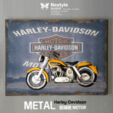 怀旧70年代哈利戴维森DAVIDSON金属摩托车ROUTE66公路壁挂装饰画