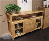 榆木餐边柜全实木储物柜定制现代简约碗柜收纳柜客厅玻璃酒柜特价