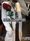 DG杜嘉班纳2015秋冬女装玫瑰花朵刺绣羊毛针织开衫中长款毛衣外套