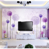 大型壁画电视背景墙纸客厅3D立体浮雕壁纸卧室无缝墙布浪漫蒲公英