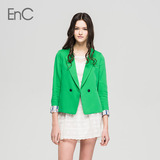 EnC衣恋旗下女装新品韩版清新时尚拼接短西装外套EHJK42322C