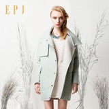 EPJ 冬装新款 小香名媛风宽松中长款围脖领加厚茧型毛呢外套大衣