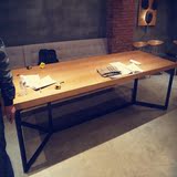 直销复古铁艺实木餐桌椅组合松木书会议桌办公桌简易桌子特价包邮