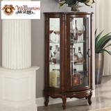 威灵顿 美式实木酒柜客厅欧式单门玻璃小酒柜装饰柜展示柜J602-17