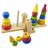 儿童蒙氏数学教具益智玩具套杯套圈平衡积木叠叠乐小丑天平塔大号