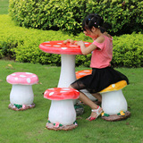 户外花园装饰树脂玻璃钢卡通蘑菇桌椅子凳子幼儿园庭院工艺品摆件