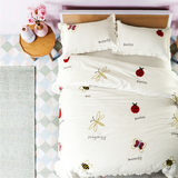 清新田园床上用品 1.5 1.8米纯棉床品套件全棉刺绣被套床单四件套
