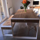 欧美式铁艺复古书桌实木餐桌办公桌写字台loft会议桌电脑桌工作台