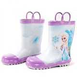 韩国代购 儿童鞋正品 2015秋女大童紫色冰雪奇缘公主舒适雨鞋雨靴