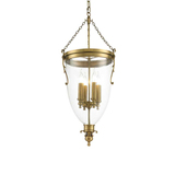 欧式北欧玻璃灯罩4头蜡烛头黄铜全铜吊灯 美式别墅卧室客厅餐厅灯