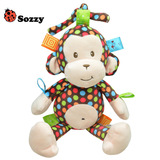 新生婴儿玩具安抚宝宝毛绒布艺玩偶音乐拉铃猴子挂件0-3-6-12个月