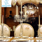 欧式复古奢华五头水晶蜡烛台样板房软装饰品婚庆婚礼餐桌烛台摆件