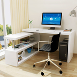 简约转角电脑桌台式桌家用现代办公桌 书桌书柜组合 黑白色烤漆