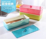 简约筷子架厨房餐具收纳盒带盖筷子盒沥水塑料筷笼