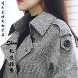 大码格子风衣女2016秋季新款韩版英伦中长款学生气质收腰显瘦外套