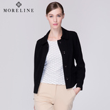 MORELINE沐兰2016春季新品时尚气质修身黑色百搭熟女针织外套短款