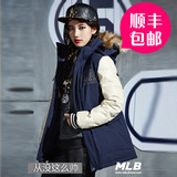 韩国正品代购 MLB羽绒服女中长款冬季保暖外套情侣装棒球服男大码