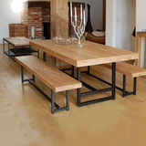 北欧loft实木餐桌复古桌椅组合简约会议桌铁艺桌客厅高档设计室桌