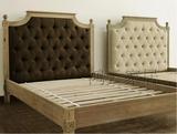 美式乡村实木床法式仿古做旧床1.8米双人床仿古布艺软包床可定制
