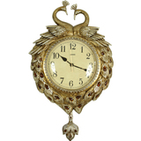 包邮丽盛欧式钟表客厅大挂钟个性艺术挂表静音孔雀型装饰壁钟时钟