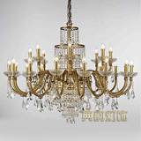 欧式 新古典 金古铜色 纯铜 黄铜大水晶蜡烛吊灯 客厅灯 餐厅灯