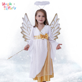 六一儿童儿童表演服装女童白色天使公主裙COSPLAY化妆舞会演出服