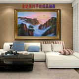 金达莱欧式手绘日出油画风景装饰玄关客厅山水壁画横版走廊风水画