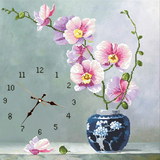 3D印花十字绣钟表挂钟时钟新款客厅卧室植物花卉欧式简单小幅新手