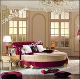 现代欧式圆形双人床婚床布艺床 时尚公主圆床五星级宾馆实木圆床