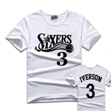 艾弗森艾佛森头像退役纪念76人队3号球衣篮球服男女短袖T恤夏运动