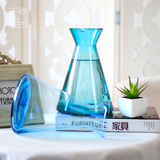 元素 现代简约时尚蓝色小清新透明玻璃水培花瓶客厅卧室装饰花器
