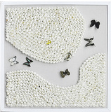 现代唯美实物白色花朵蝴蝶有框样板间挂画立体浮雕画女孩房装饰画