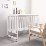 功能白色婴儿床儿童床小摇摇床宝宝床bb床欧式全实木带护栏多