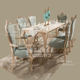 欧式餐桌椅组合新古典实木餐桌简约小户型长形西餐台一桌六椅拉菲