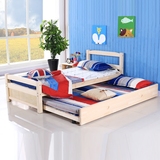 客房简约现代实木床儿童床带拖床单人双人抽拉推拉1米子母床组装