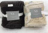 原单出口加厚冬季纯色法兰绒羊羔绒复合毯单双人沙发盖毯午休毯