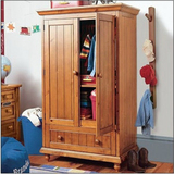 极致家具 成都定制床实木推拉组合整体原木美式乡村做旧2门木衣柜