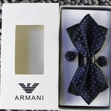 香港代购韩版阿玛尼男士气质礼盒装商务色织蚕丝格子专柜正品领结