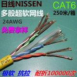 日线NISSEN cat6六类非屏蔽双绞线彩色多股超软电梯网线正品